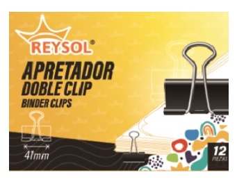 DOBLE CLIPS REYSOL SUJETADOR DE 1 5/8 41 MM 12 UNIDADES