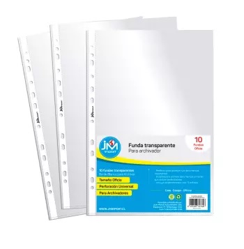 FUNDA OFICIO TRANSPARENTE JM 10 UNIDADES
