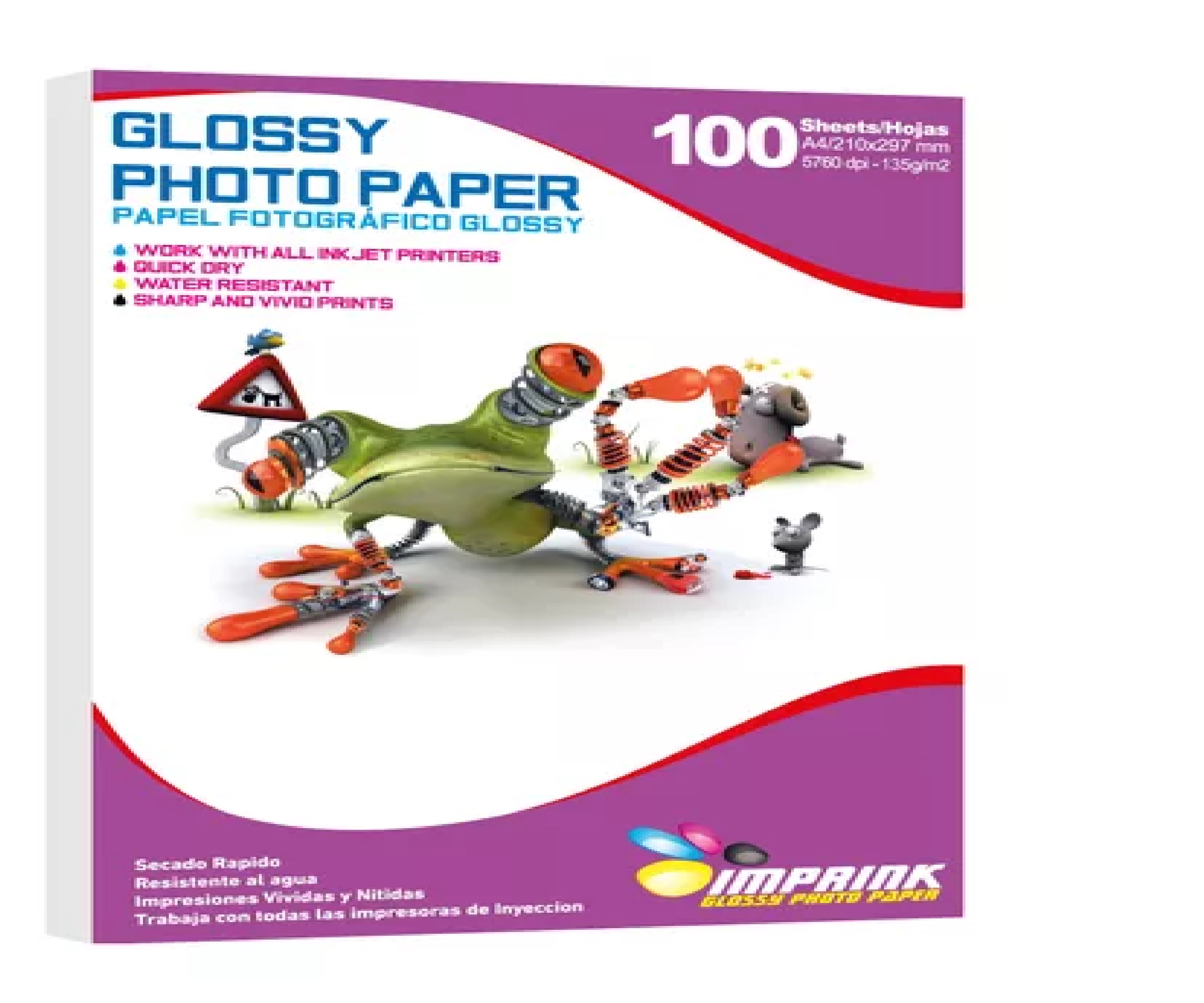 PAPEL FOTOGRAFICO GLOSSY BRILLANTE 135 GRS A4 100 HOJAS