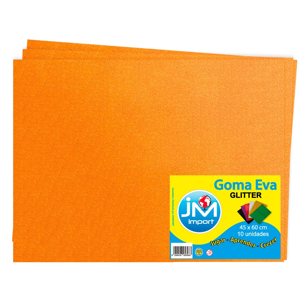 GOMA EVA GLITTER NARANJO 45X60