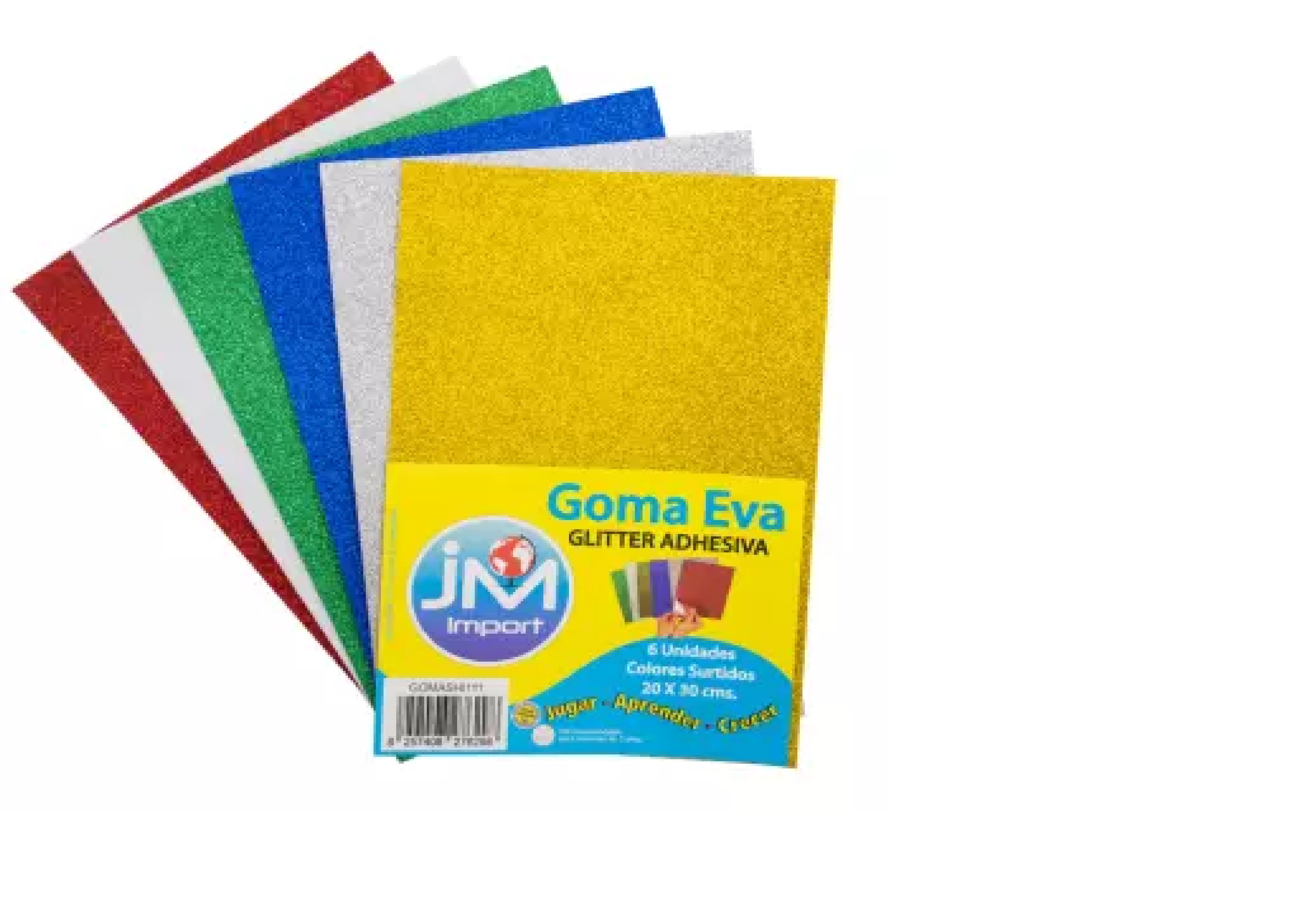 GOMA EVA AUTOADHESIVA GLITTER 20X30 SET 6 UN.(200)
