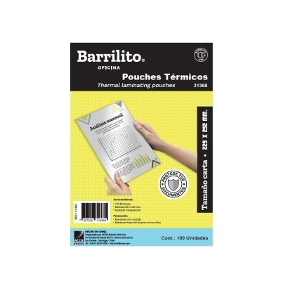 LAMINA TERMOLAMINADA BARRILITO CARTA 5 125 MIC 100 UNIDAES