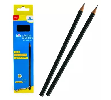 LAPIZ GRAFITO JM NEGRO HEXAGONAL HB N2 12 UNIDADES