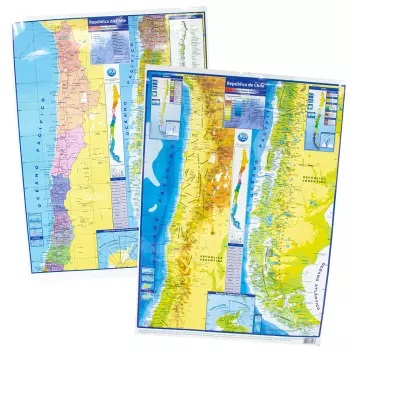 MAPA DE CHILE FISICO/POLITICO D.FAZ 50X70CM. C/MOL