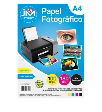 PAPEL FOTOGRAFICO A4 JM 180 GR PRECIO X 50 HOJAS