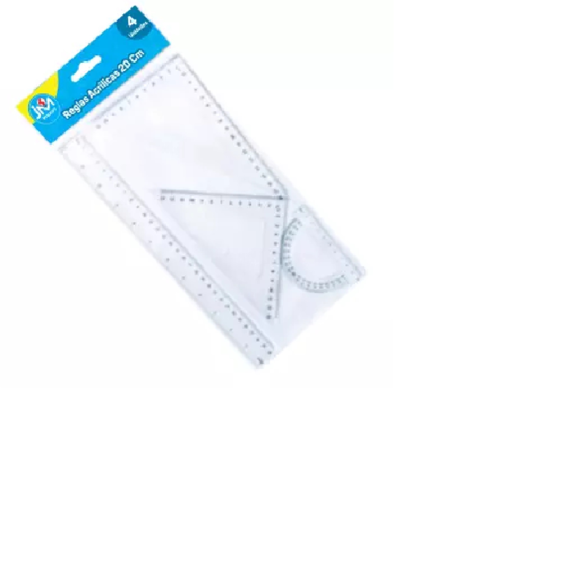 SET REGLAS GEOMETRICO 4 PCS.20CM/2ESCUAD(1-100-200