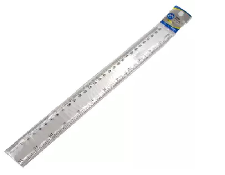 REGLA PLASTICA BISELADA TRANSPARENTE 30 CM.