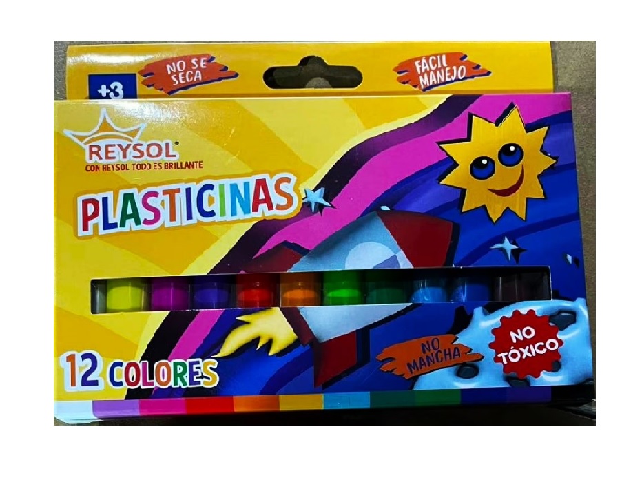 PLASTICINA REYSOL 12 BARRAS DE COLORES SURTIDOS 200 GR