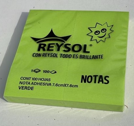 NOTA ADHESIVA REYSOL VERDE 76X76 MM 100 HOJAS