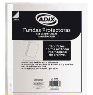 FUNDA CARTA ADIX LOMO BLANCO 100 UD