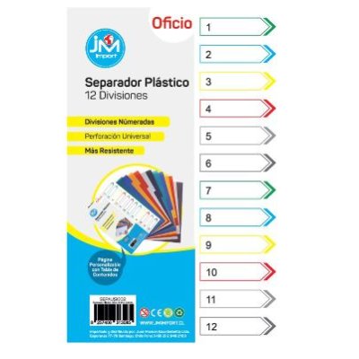 SEPARADOR PLASTICO JM OFICIO 12 DIVISIONES