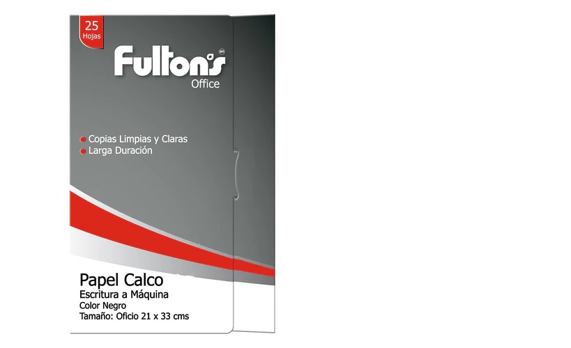 PAPEL CALCO MAQUINA OFICIO NEGRO 25 HOJAS - FULTONS