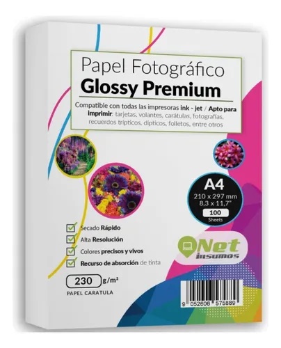 PAPEL FOTOGRAFICO A4 230GR PACK 100 HOJAS