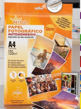 PAPEL FOTOGRÁFICO AUTOADHESIVO A4 135G REYSOL GLOSSY 100 HJS