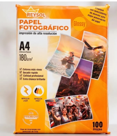 PAPEL FOTOGRÁFICO A4 180G REYSOL GLOSSY 100 HJS